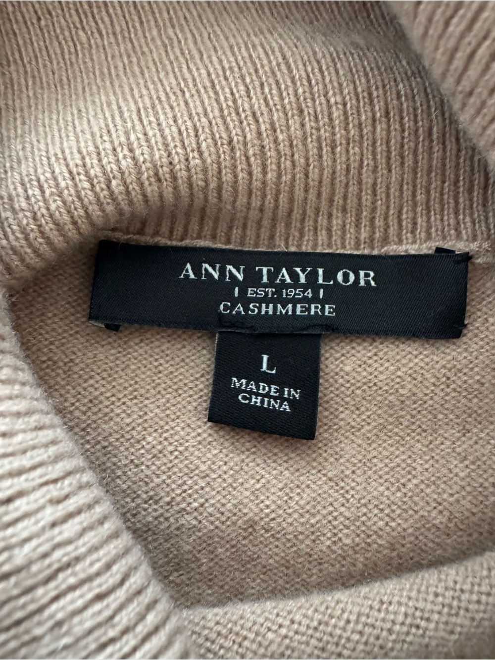 Ann Taylor Cashmere Short-Sleeve Turtleneck Sweater - Tan - Picture 5 of 6